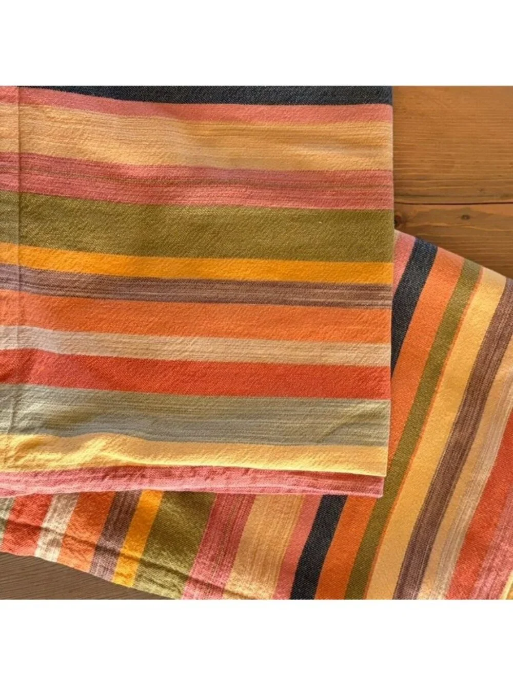 Pottery Barn Logan Striped Standard Pillow Shams (2 ) Multicolor Cotton Linen